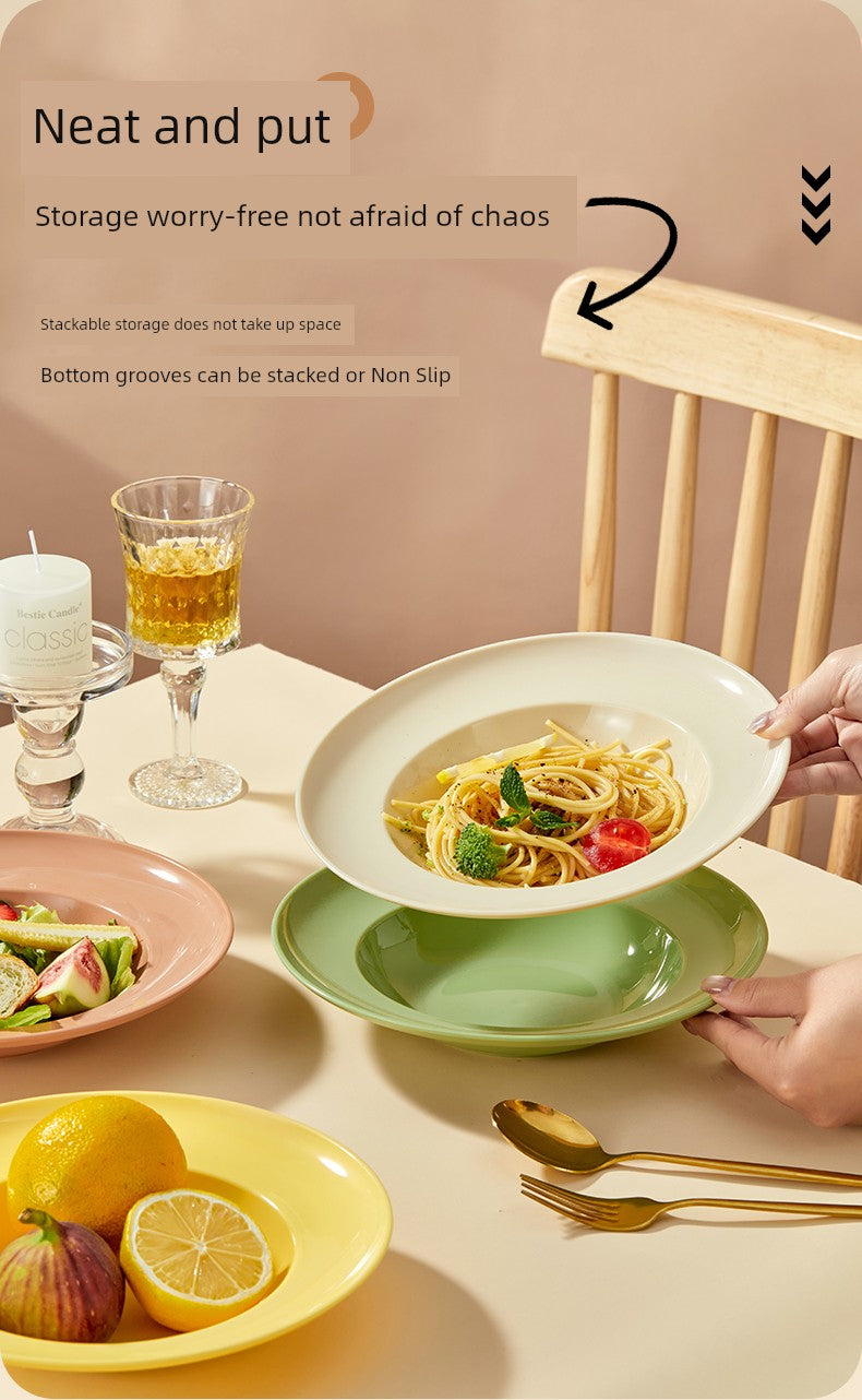 Fruit and Vegetable Salad Bowl, Deep Plate, Dessert Plate, ins Style, Simple Curry Rice, Instant Noodle Bowl, Home Use, High-End Feel