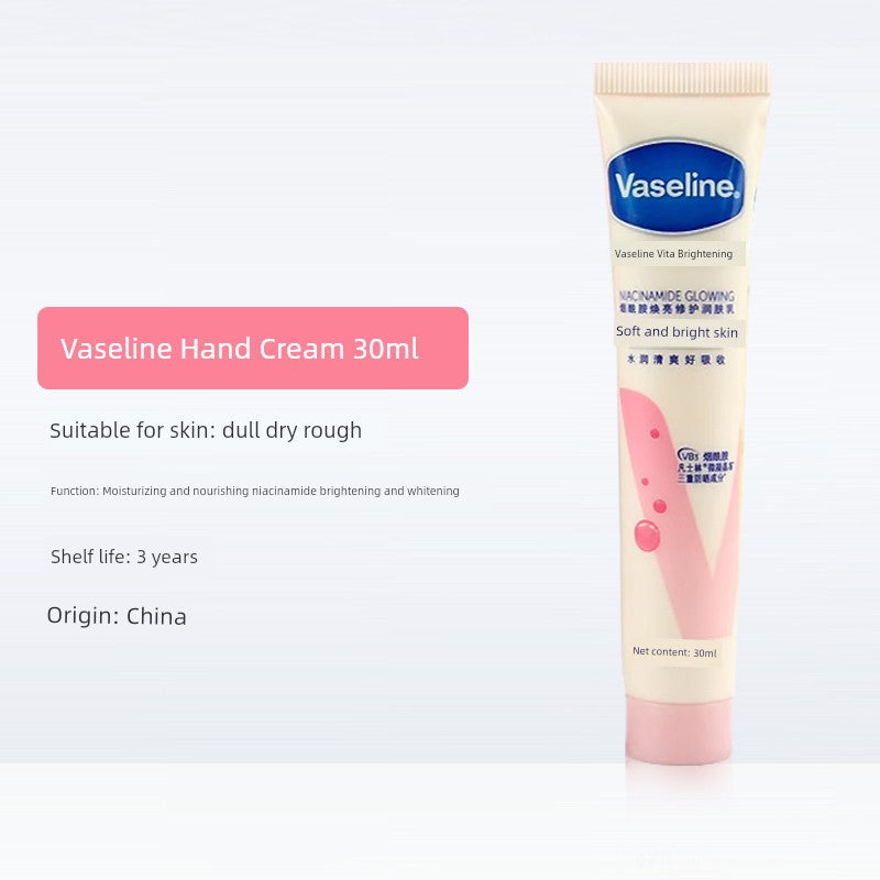 Vaseline Hand Cream Moisturizing and Hydrating for Women, Niacinamide Prevents Dryness and Cracking, Small Tube, Refreshing and Non-Greasy for Men in Summer