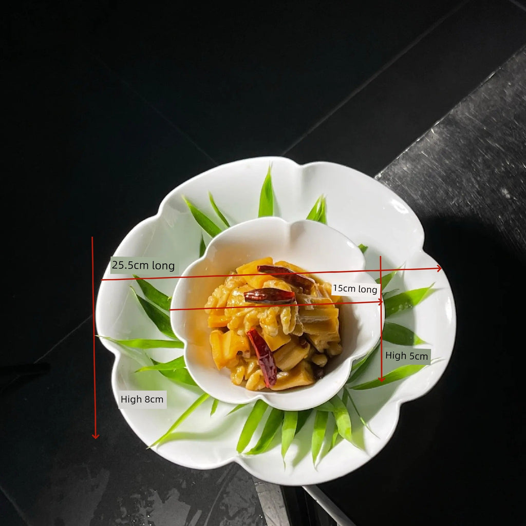 Exquisite Asymmetrical Cold Dish White Bowl Set Internet Celebrity Tableware Hot Dish Artistic Conception Dish Plum Blossom Bowl Iced Lace Bowl