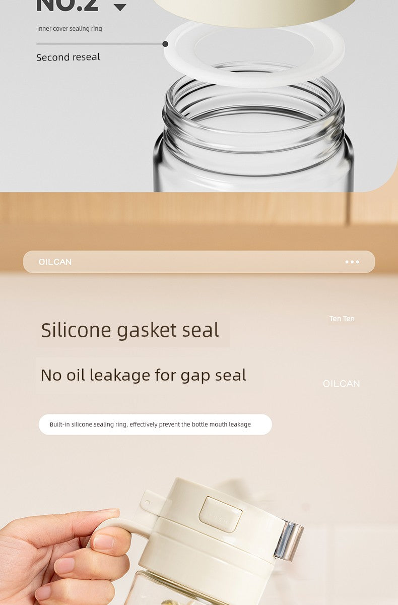Glass Oil Pot for Kitchen Use, Leak-Proof Oil Bottle, Non-Drip Special Soy Sauce and Vinegar Seasoning Bottle, Oil Container