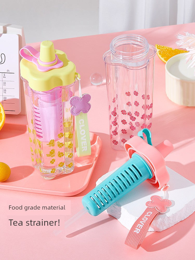 Miniso Large-Capacity Water Cup for Women, High-Looking Student, High-Temperature Resistant Plastic Cup with Straw, Portable Summer New Model