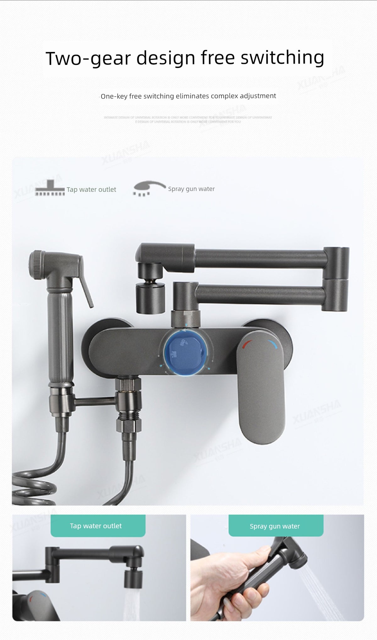 Wall-Mounted Hot and Cold Water Faucet for Kitchen, Wall-Mounted Sink for Washing Vegetables, Dishwashing Sink, Balcony Mop Washing Basin, Household Use