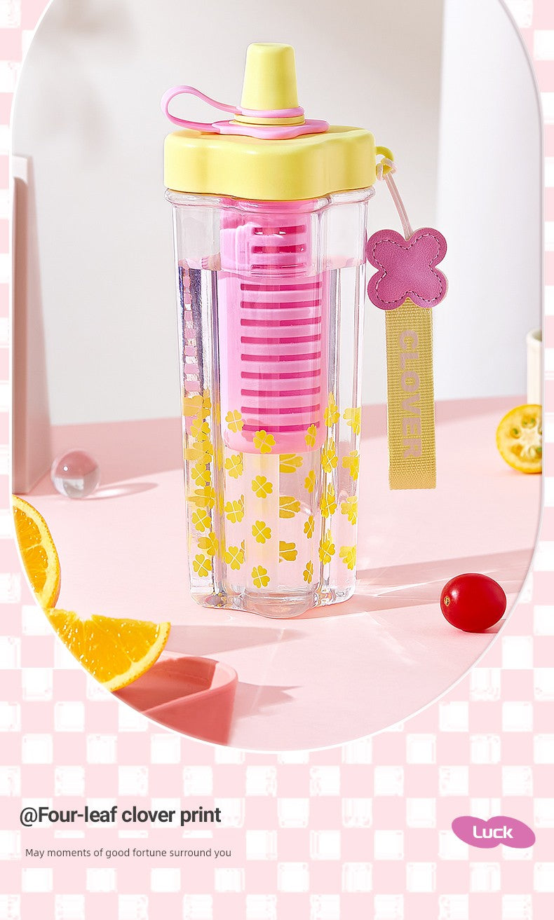 Miniso Large-Capacity Water Cup for Women, High-Looking Student, High-Temperature Resistant Plastic Cup with Straw, Portable Summer New Model