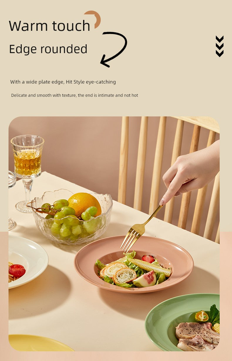 Fruit and Vegetable Salad Bowl, Deep Plate, Dessert Plate, ins Style, Simple Curry Rice, Instant Noodle Bowl, Home Use, High-End Feel