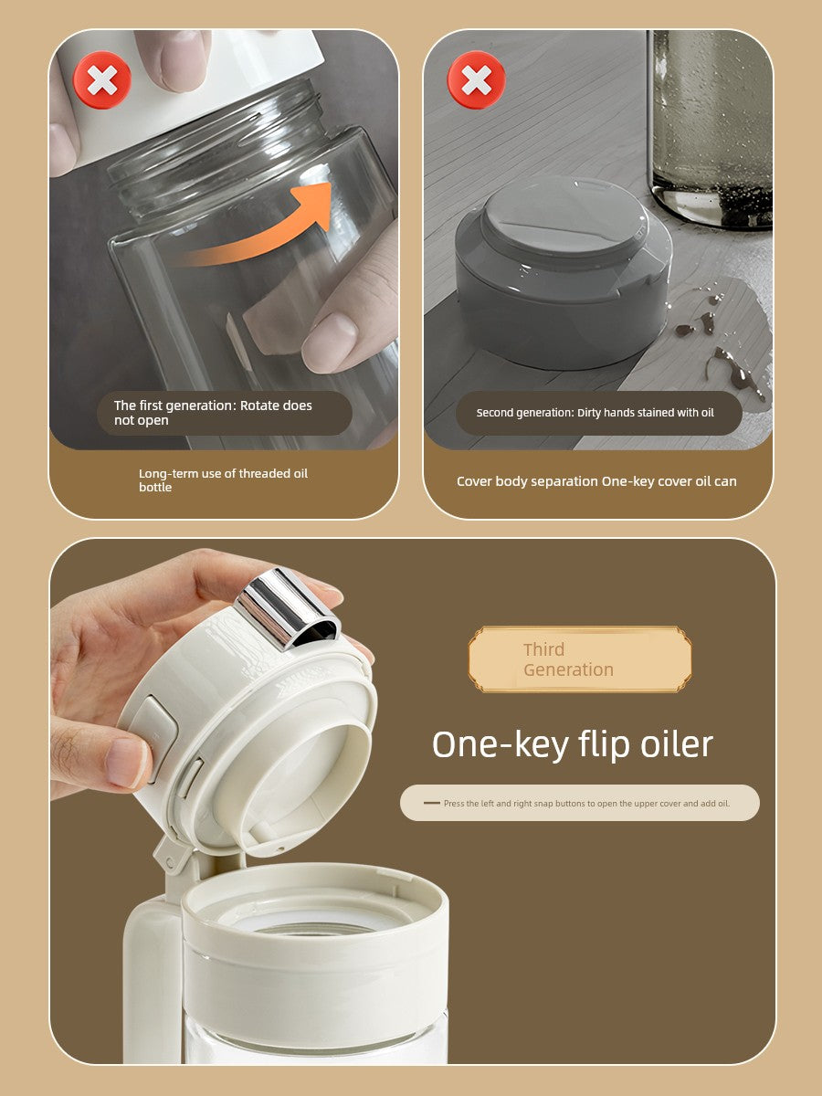 Glass Oil Pot for Kitchen Use, Leak-Proof Oil Bottle, Non-Drip Special Soy Sauce and Vinegar Seasoning Bottle, Oil Container