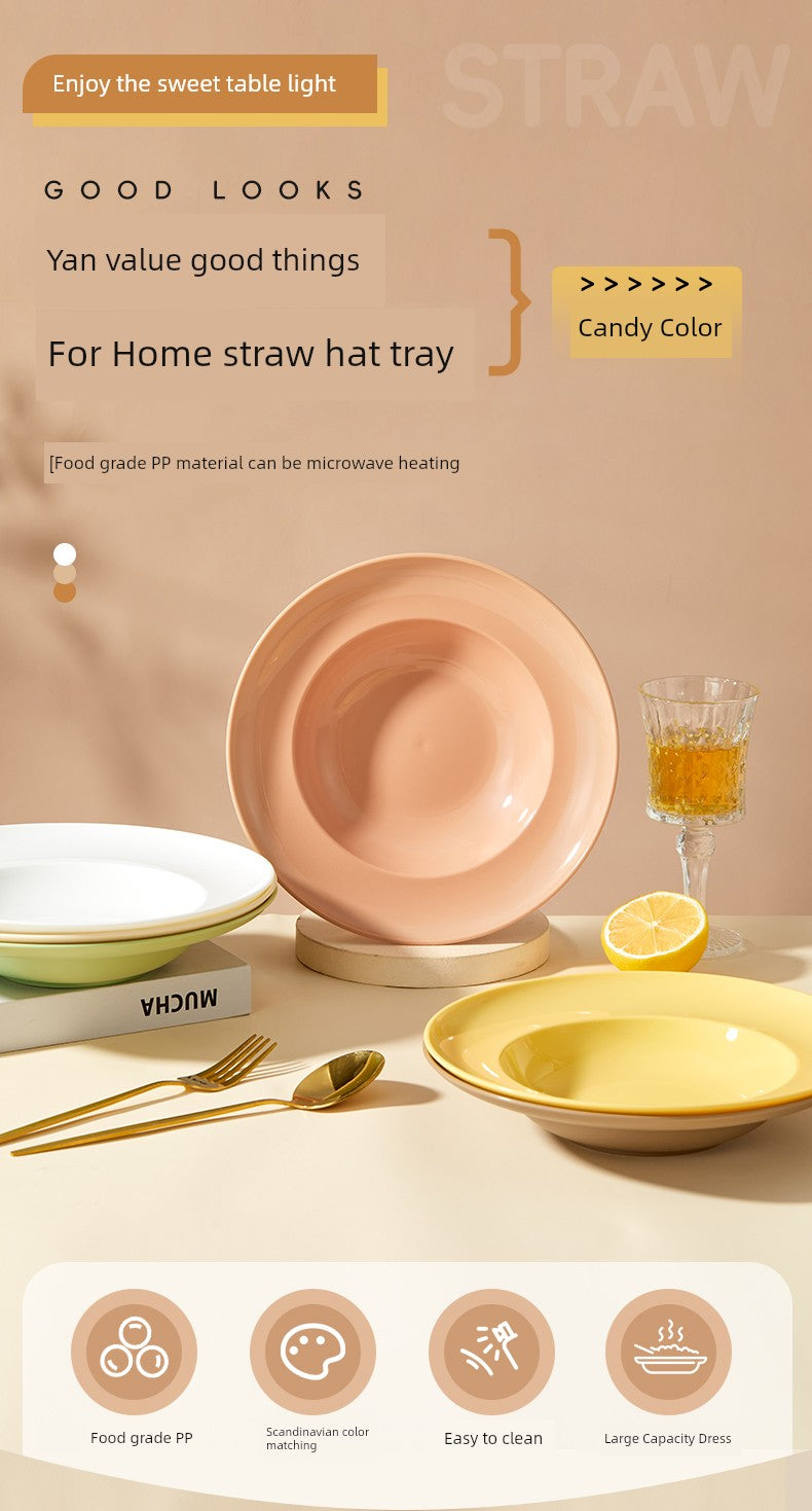 Fruit and Vegetable Salad Bowl, Deep Plate, Dessert Plate, ins Style, Simple Curry Rice, Instant Noodle Bowl, Home Use, High-End Feel