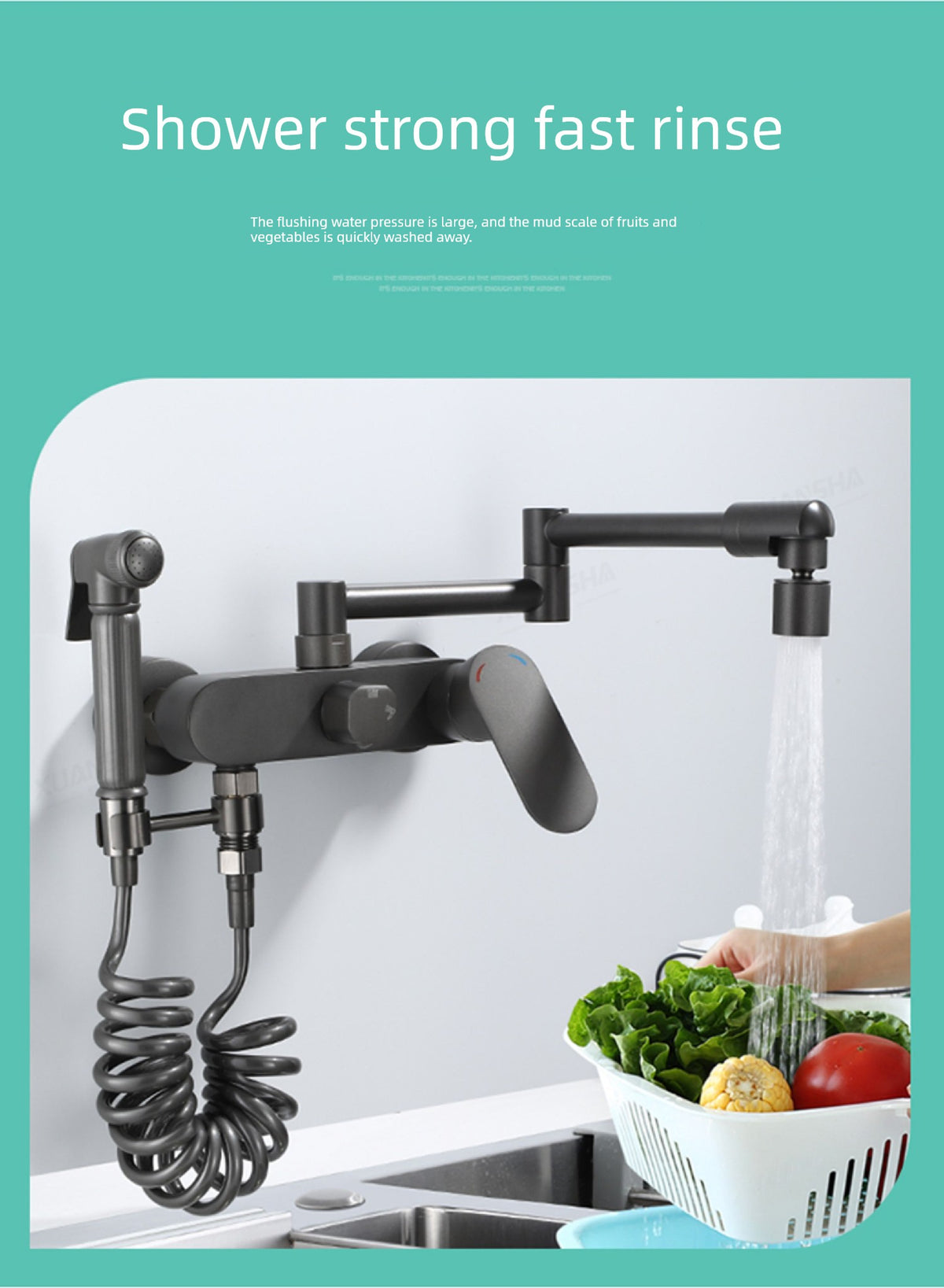 Wall-Mounted Hot and Cold Water Faucet for Kitchen, Wall-Mounted Sink for Washing Vegetables, Dishwashing Sink, Balcony Mop Washing Basin, Household Use