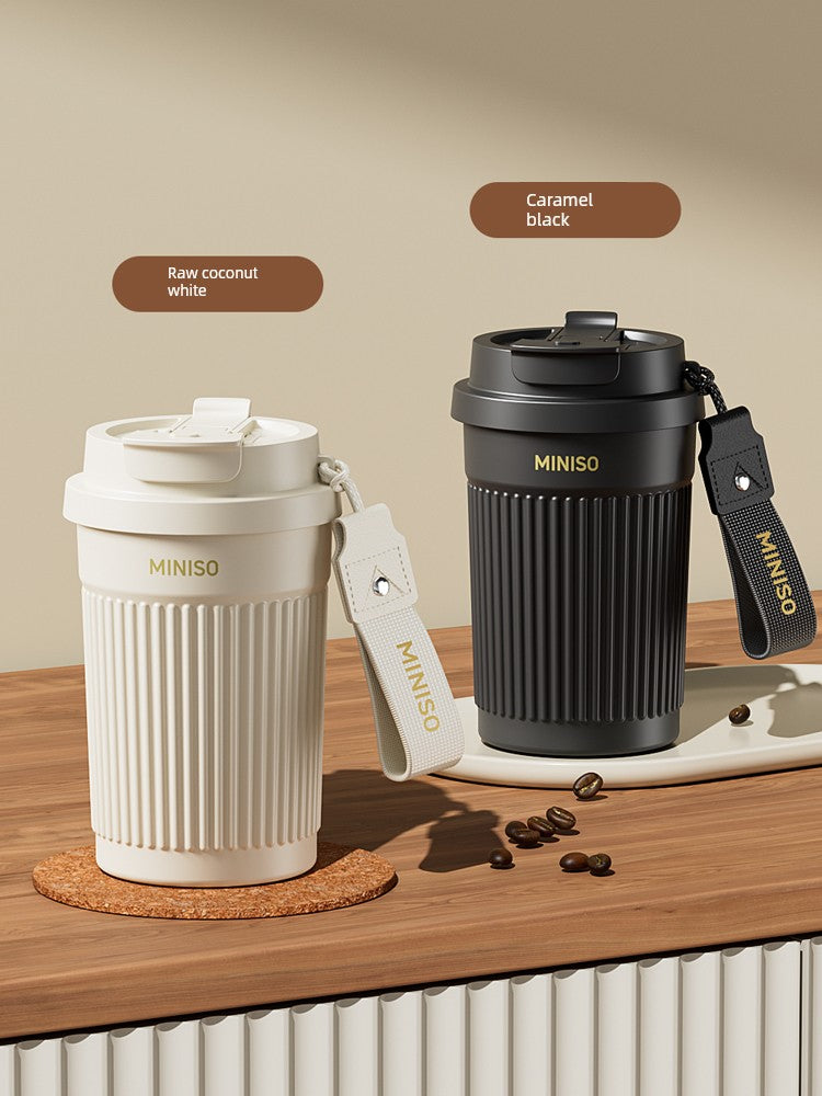 Miniso Insulated Cup, High-Looking Coffee Cup, Portable for Men and Women, Student Double-Drink Straw Water Cup, 2026 New Model