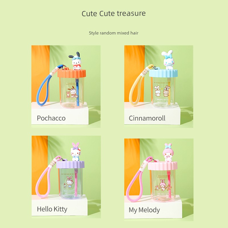Miniso Sanrio Straw Cup with Strap, Plastic Cup, Pochacco Cinnamoroll Portable Water Cup