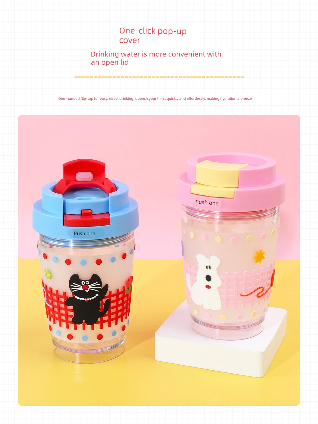 Miniso Apple Puppy Cold Brew Coffee Cup Cute Summer Water Cup Student Handle Ice Cup
