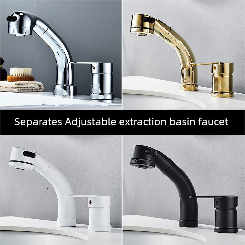 Shampoo Bed with Separate Double-Hole Pull-Out Basin Faucet, Retractable Adjustable Basin, Washbasin Hot and Cold Water Faucet