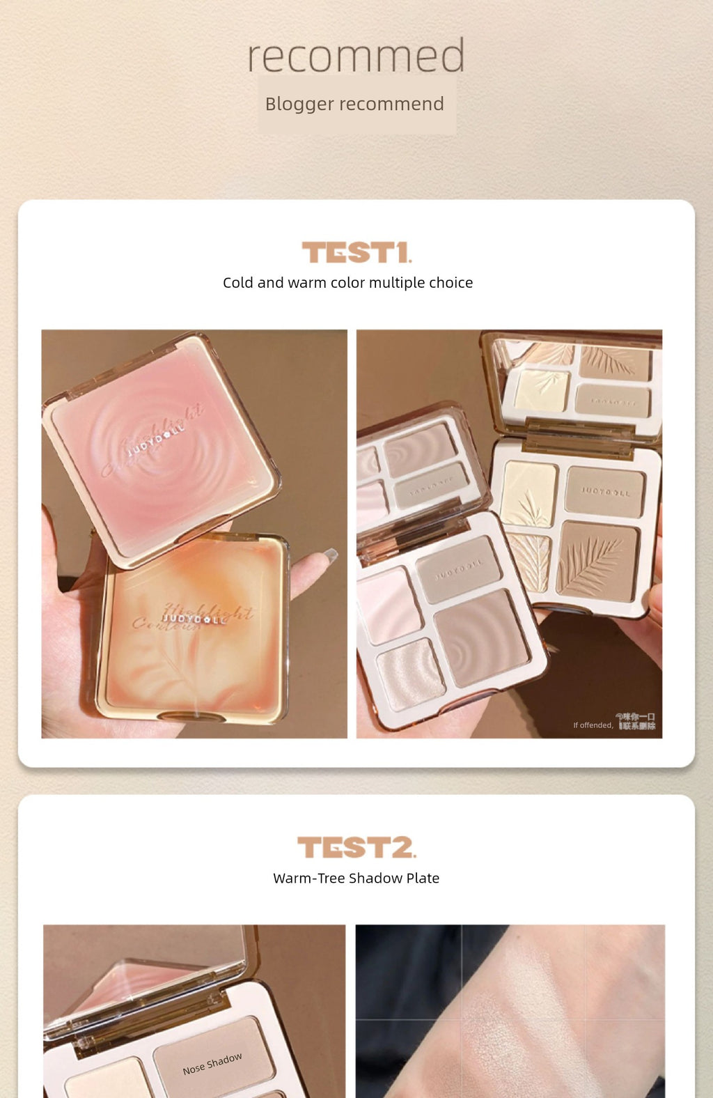 Juduo Orange Blossom Highlighter and Contouring All-In-One Palette Blush Nose Shadow Eye Shadow Side Shadow Three-In-One Facial Matte for Women