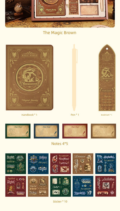 Magic Academy Notebook Set Gift Box Harry Potter Planner High-Quality Notebook for Elementary and Middle School Students School Supplies Diary Planner Sticker Pack Birthday Gift