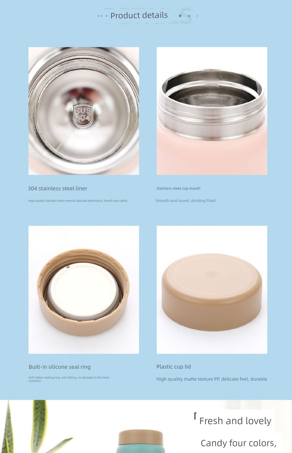 Insulated Cup for Women, Portable, Small Wide-Mouth, Large Diameter, Short and Chubby Style, Compact Stainless Steel Water Bottle, Cute Big Belly Cup