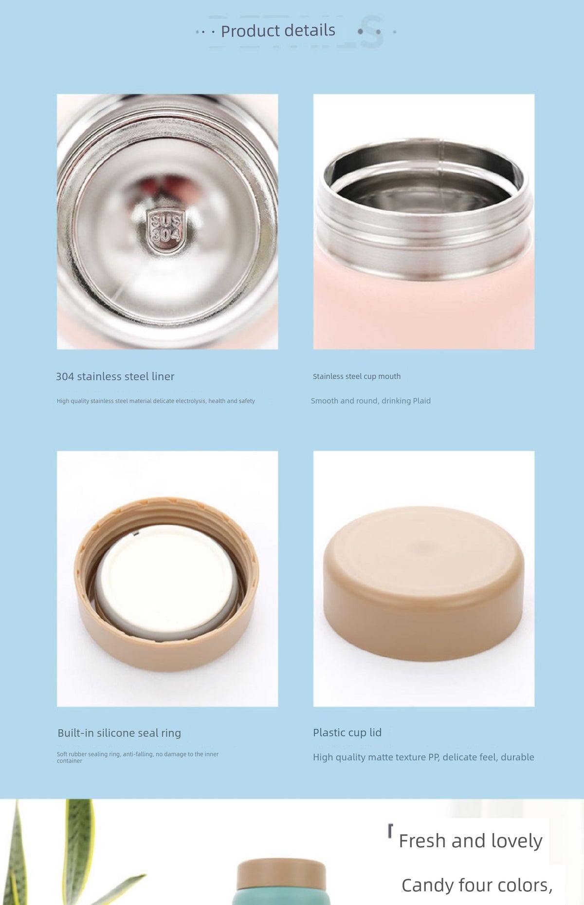 Insulated Cup for Women, Portable, Small Wide-Mouth, Large Diameter, Short and Chubby Style, Compact Stainless Steel Water Bottle, Cute Big Belly Cup