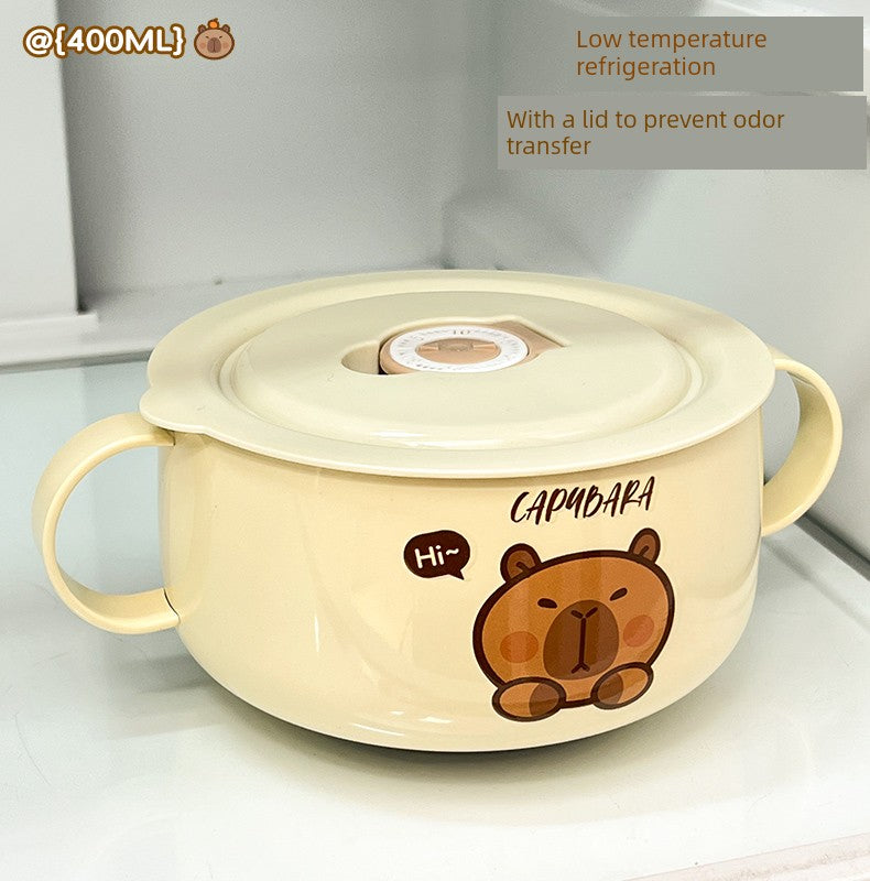Kapibala Baby Double-Eared Bowl 316 Stainless Steel Kidsren's Bowl Milk Bowl Breakfast Small Bowl Fruit Bowl Eating Bowl