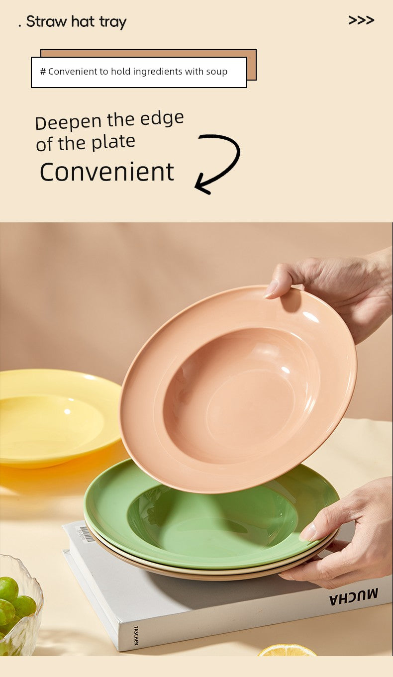 Fruit and Vegetable Salad Bowl, Deep Plate, Dessert Plate, ins Style, Simple Curry Rice, Instant Noodle Bowl, Home Use, High-End Feel