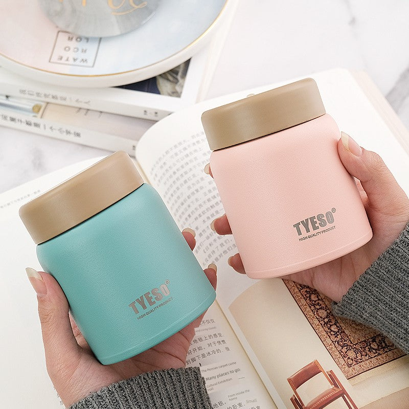 Insulated Cup for Women, Portable, Small Wide-Mouth, Large Diameter, Short and Chubby Style, Compact Stainless Steel Water Bottle, Cute Big Belly Cup