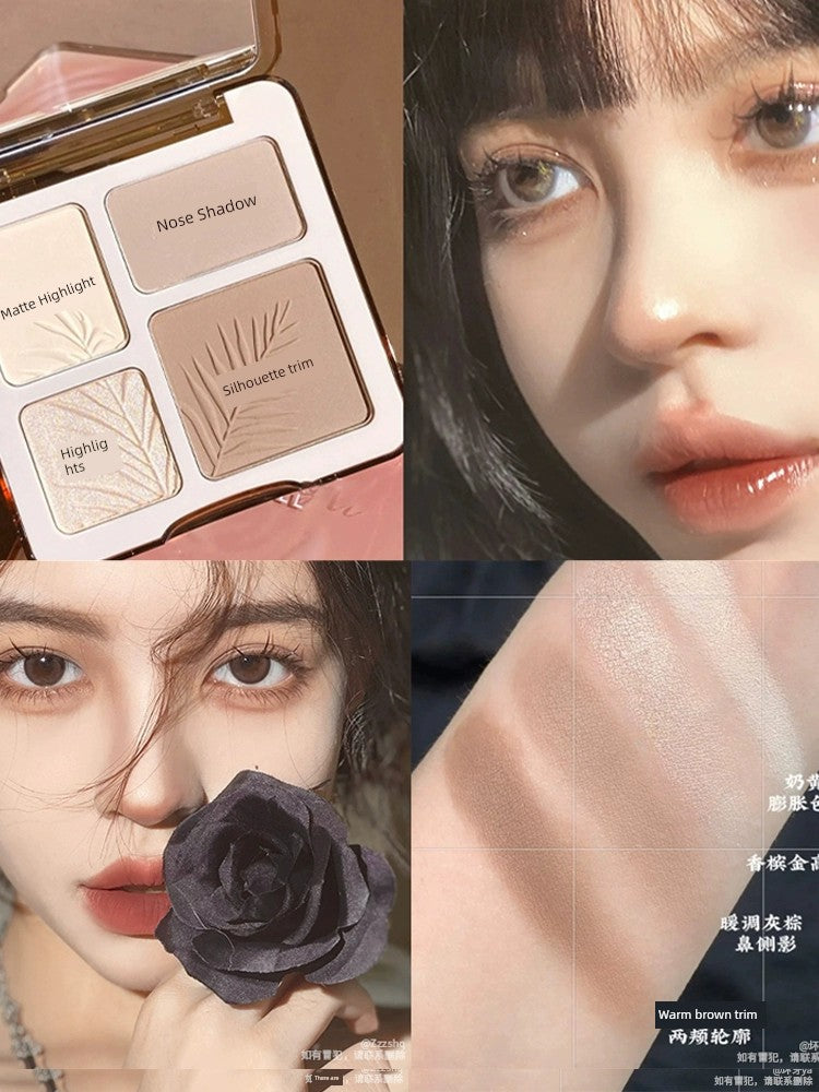 Juduo Orange Blossom Highlighter and Contouring All-In-One Palette Blush Nose Shadow Eye Shadow Side Shadow Three-In-One Facial Matte for Women