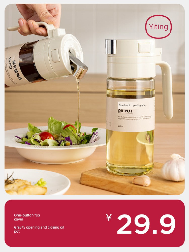 Glass Oil Pot for Kitchen Use, Leak-Proof Oil Bottle, Non-Drip Special Soy Sauce and Vinegar Seasoning Bottle, Oil Container