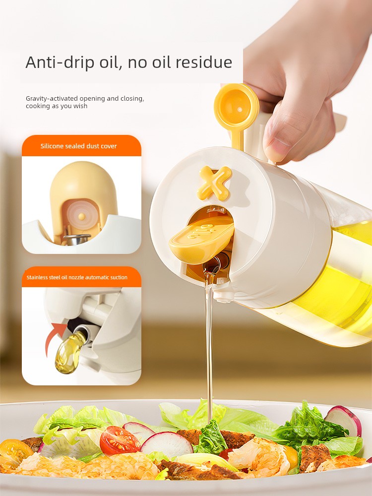 Miniso Oil Spray Bottle for Home Use, Non-Drip Kitchen Oil Container, Glass Seasoning Bottle, Mist-Type Dual-Use Leak-Proof Oil Bottle