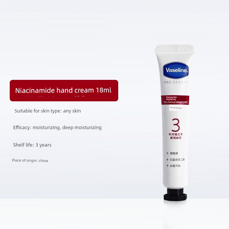 Vaseline Hand Cream Moisturizing and Hydrating for Women, Niacinamide Prevents Dryness and Cracking, Small Tube, Refreshing and Non-Greasy for Men in Summer