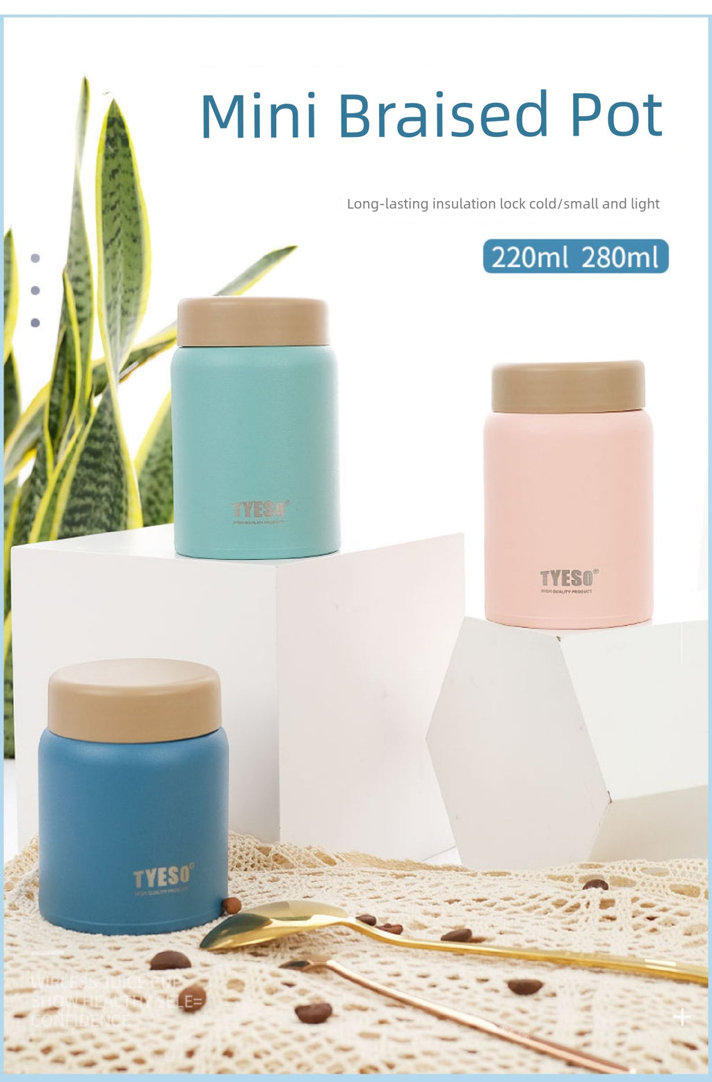 Insulated Cup for Women, Portable, Small Wide-Mouth, Large Diameter, Short and Chubby Style, Compact Stainless Steel Water Bottle, Cute Big Belly Cup