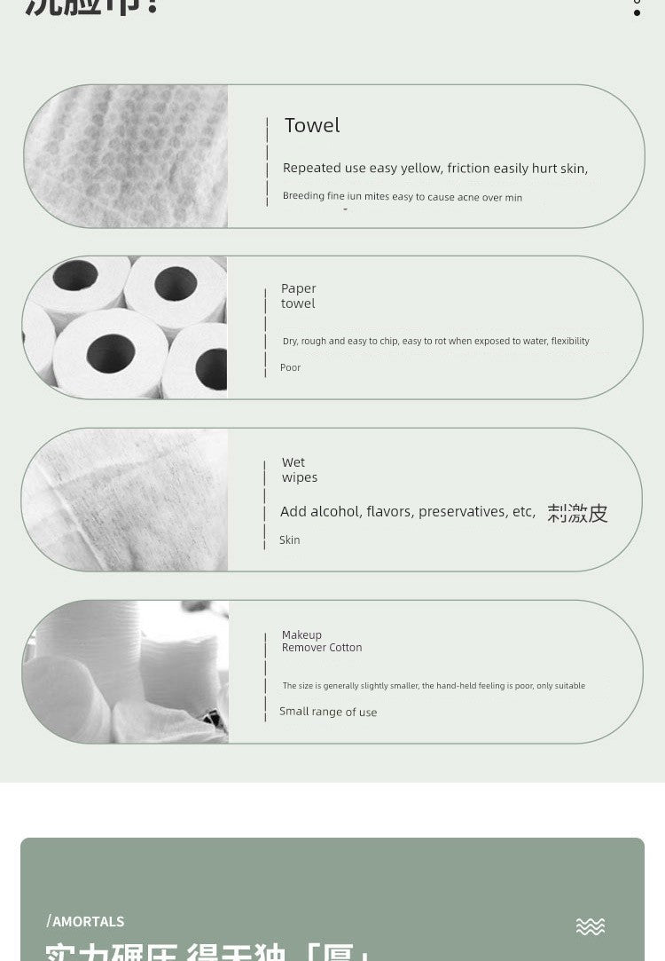 Ermu Tao Genuine Disposable Thickened Face Towels, Dual-Use for Dry and Wet, Cotton Soft Cleansing Face Towels