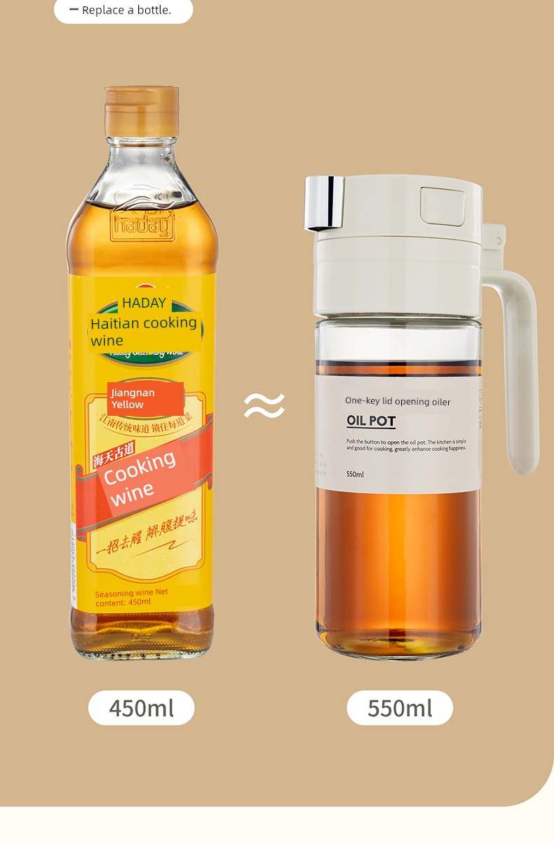 Glass Oil Pot for Kitchen Use, Leak-Proof Oil Bottle, Non-Drip Special Soy Sauce and Vinegar Seasoning Bottle, Oil Container