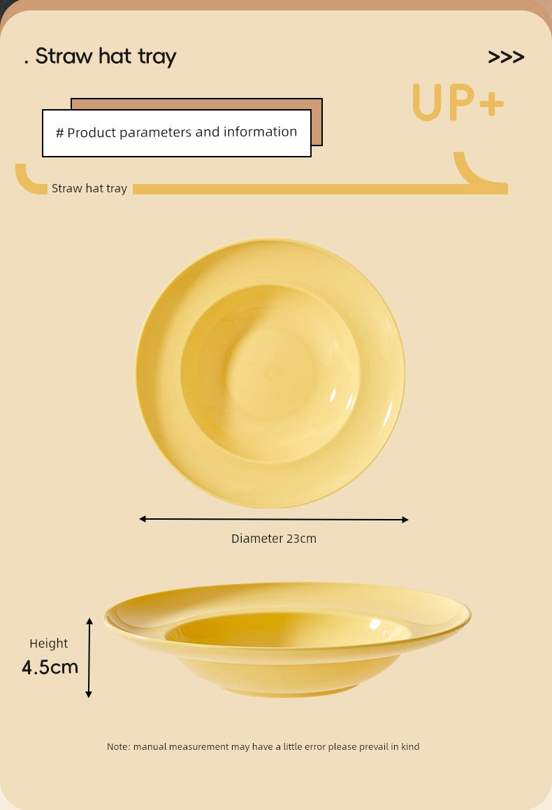 Fruit and Vegetable Salad Bowl, Deep Plate, Dessert Plate, ins Style, Simple Curry Rice, Instant Noodle Bowl, Home Use, High-End Feel