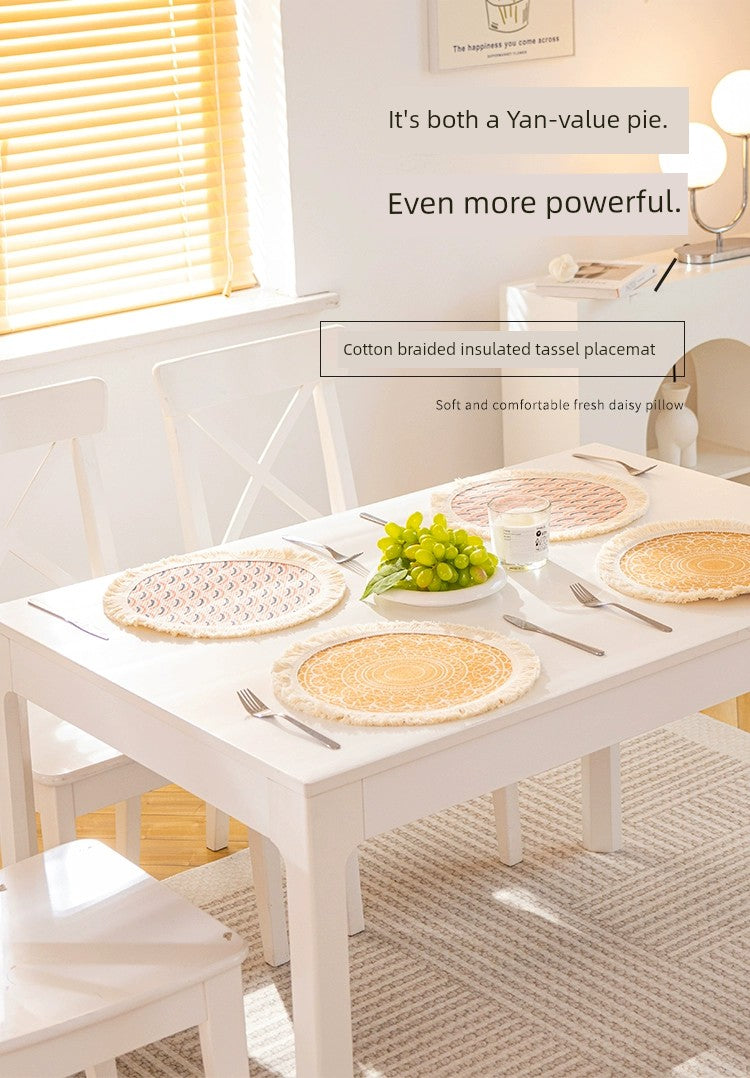 Scandinavian Placemats, Heat-Insulating Mats, Lunch Mats for Primary School Students, Household Dining Table Mats, Anti-Scalding Pot Mats, Plate Mats, Japanese-Style Coasters