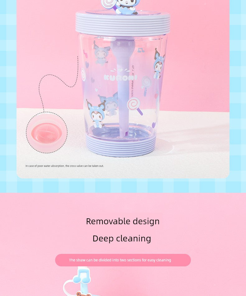 Miniso Sanrio Straw Cup with Strap, Plastic Cup, Pochacco Cinnamoroll Portable Water Cup