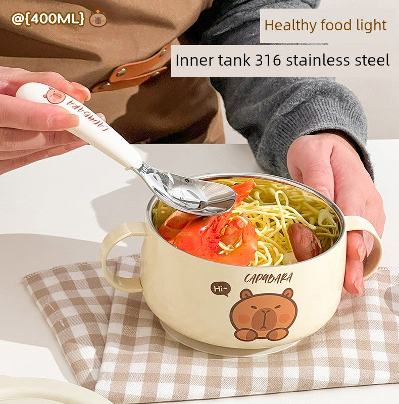 Kapibala Baby Double-Eared Bowl 316 Stainless Steel Kidsren's Bowl Milk Bowl Breakfast Small Bowl Fruit Bowl Eating Bowl