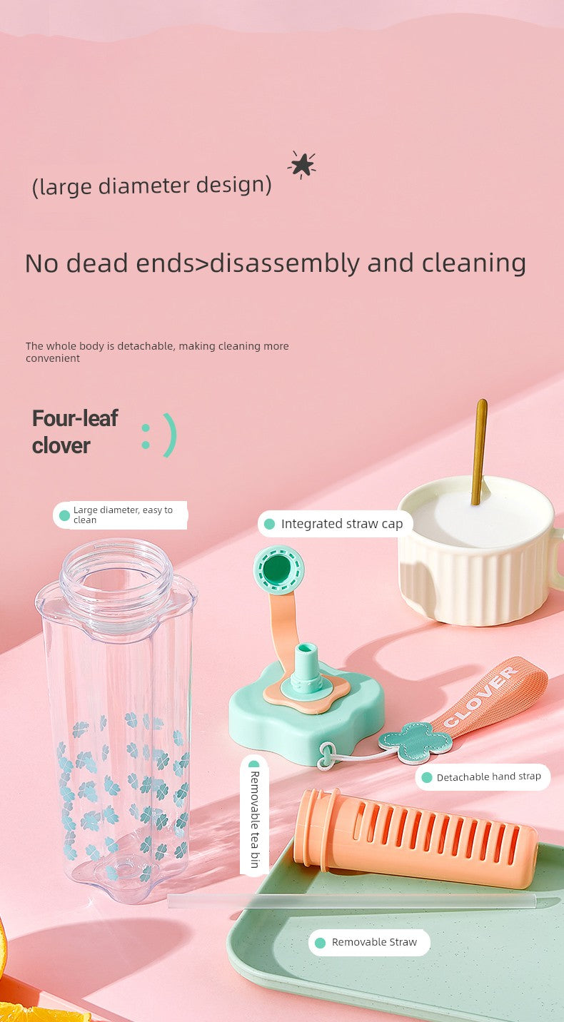 Miniso Large-Capacity Water Cup for Women, High-Looking Student, High-Temperature Resistant Plastic Cup with Straw, Portable Summer New Model