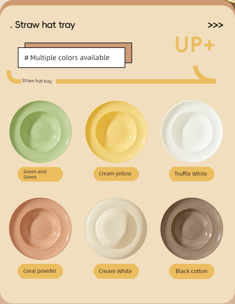 Fruit and Vegetable Salad Bowl, Deep Plate, Dessert Plate, ins Style, Simple Curry Rice, Instant Noodle Bowl, Home Use, High-End Feel