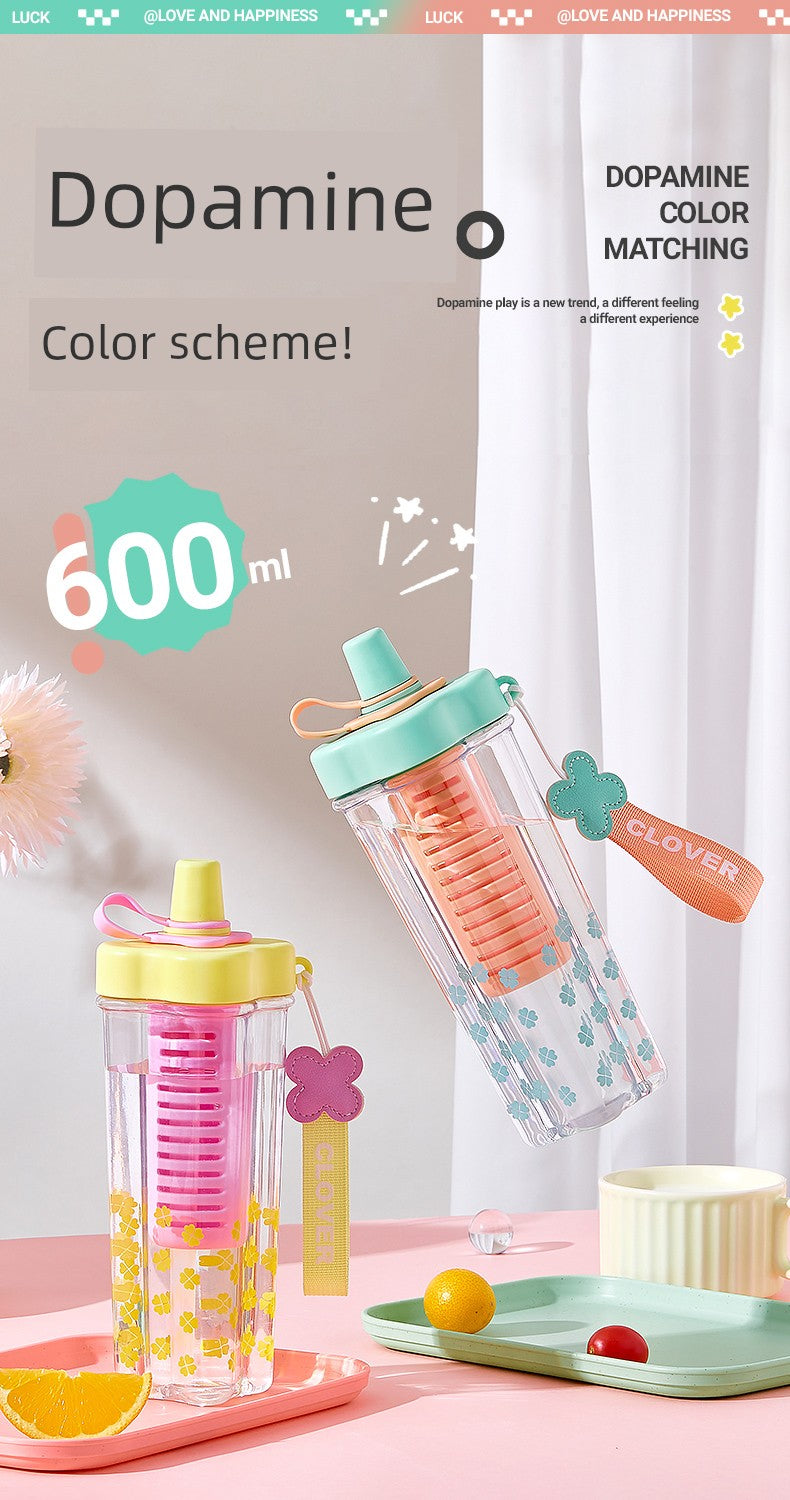Miniso Large-Capacity Water Cup for Women, High-Looking Student, High-Temperature Resistant Plastic Cup with Straw, Portable Summer New Model