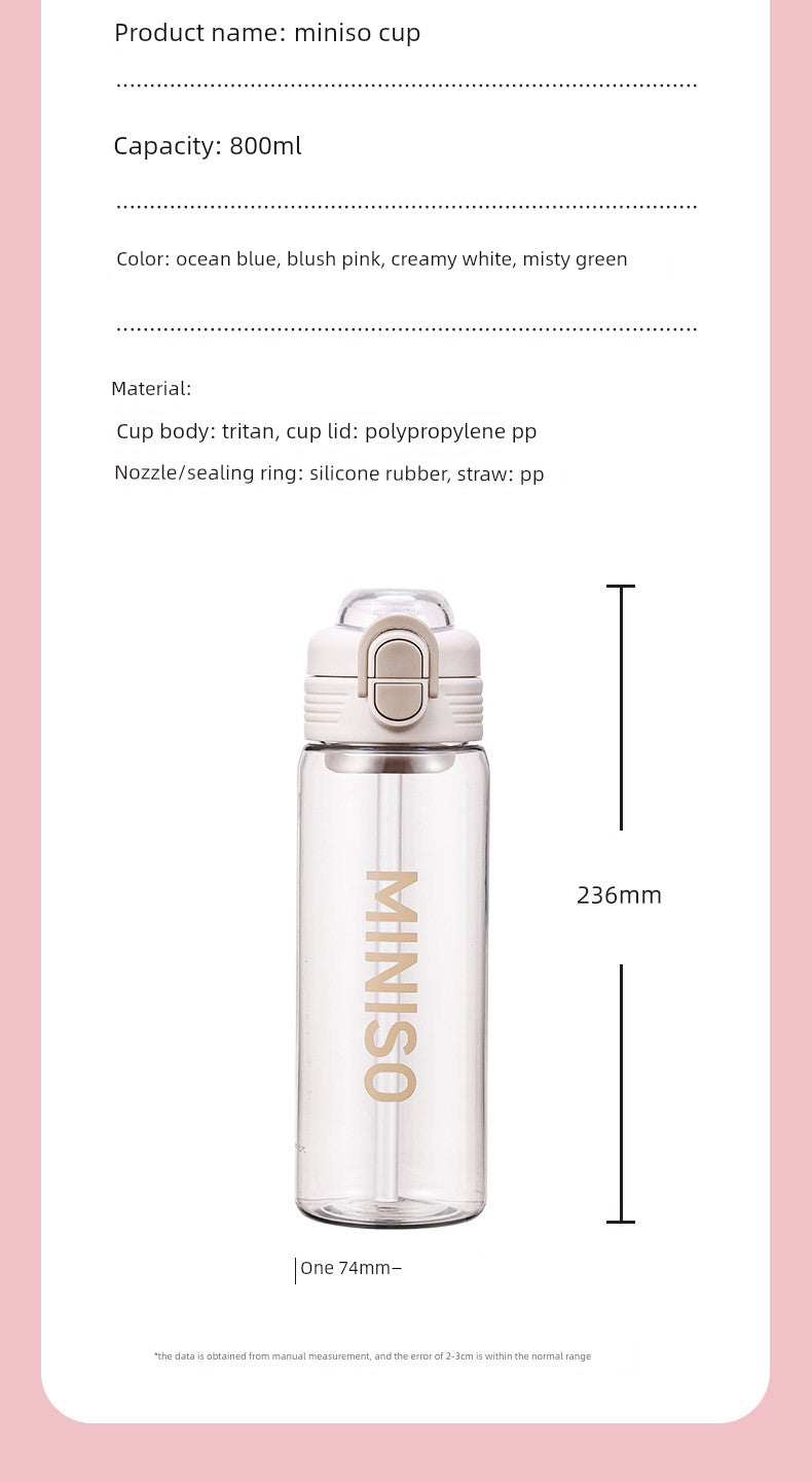 Miniso Water Cup for Women, High Appearance Value, Large Capacity, for Boys, Children, Students, High Temperature Resistant, Portable Plastic Cup, New Summer Model