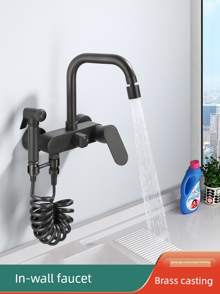 Wall-Mounted Hot and Cold Water Faucet for Kitchen, Wall-Mounted Sink for Washing Vegetables, Dishwashing Sink, Balcony Mop Washing Basin, Household Use