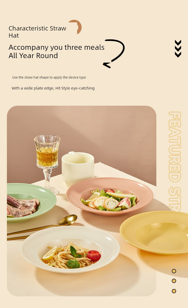 Fruit and Vegetable Salad Bowl, Deep Plate, Dessert Plate, ins Style, Simple Curry Rice, Instant Noodle Bowl, Home Use, High-End Feel