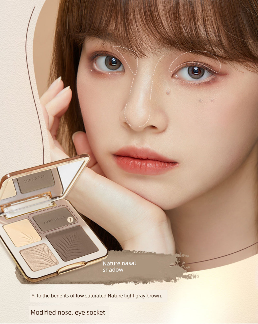 Juduo Orange Blossom Highlighter and Contouring All-In-One Palette Blush Nose Shadow Eye Shadow Side Shadow Three-In-One Facial Matte for Women