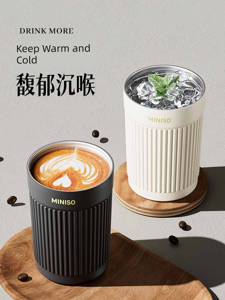 Miniso Insulated Cup, High-Looking Coffee Cup, Portable for Men and Women, Student Double-Drink Straw Water Cup, 2026 New Model