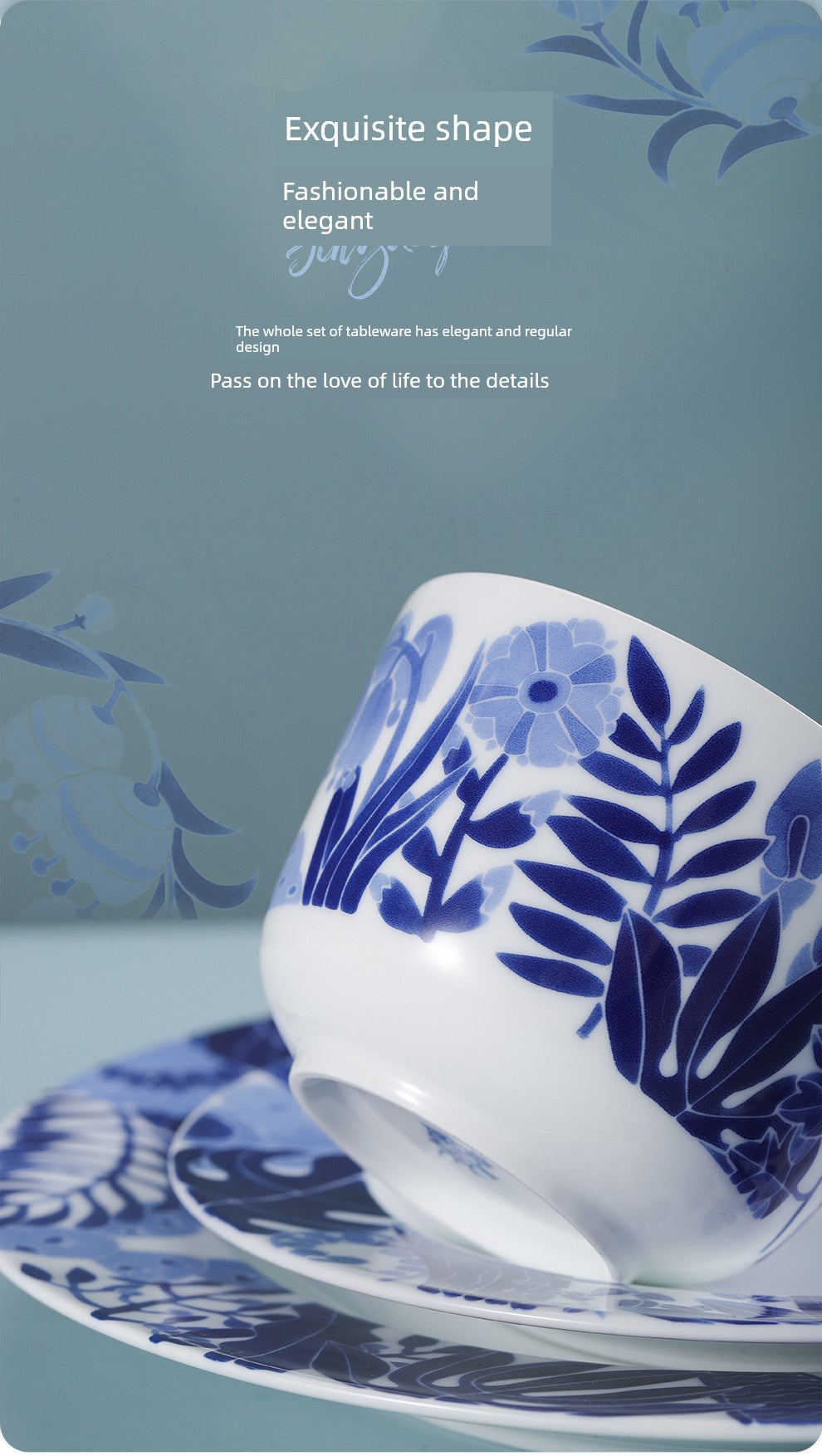 Jingdezhen Official Lead-Free Ceramic Tableware Set for Home Use, Including Rice Bowls, Water Cups, Chinese-Style Plates and Dishes, Suitable for Gifting