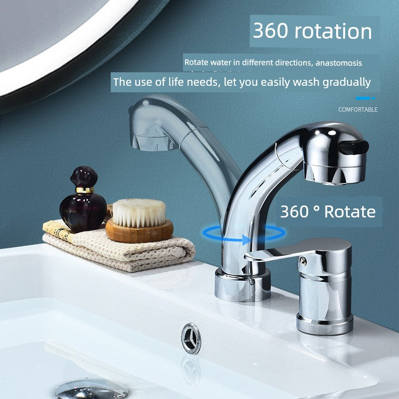 Shampoo Bed with Separate Double-Hole Pull-Out Basin Faucet, Retractable Adjustable Basin, Washbasin Hot and Cold Water Faucet