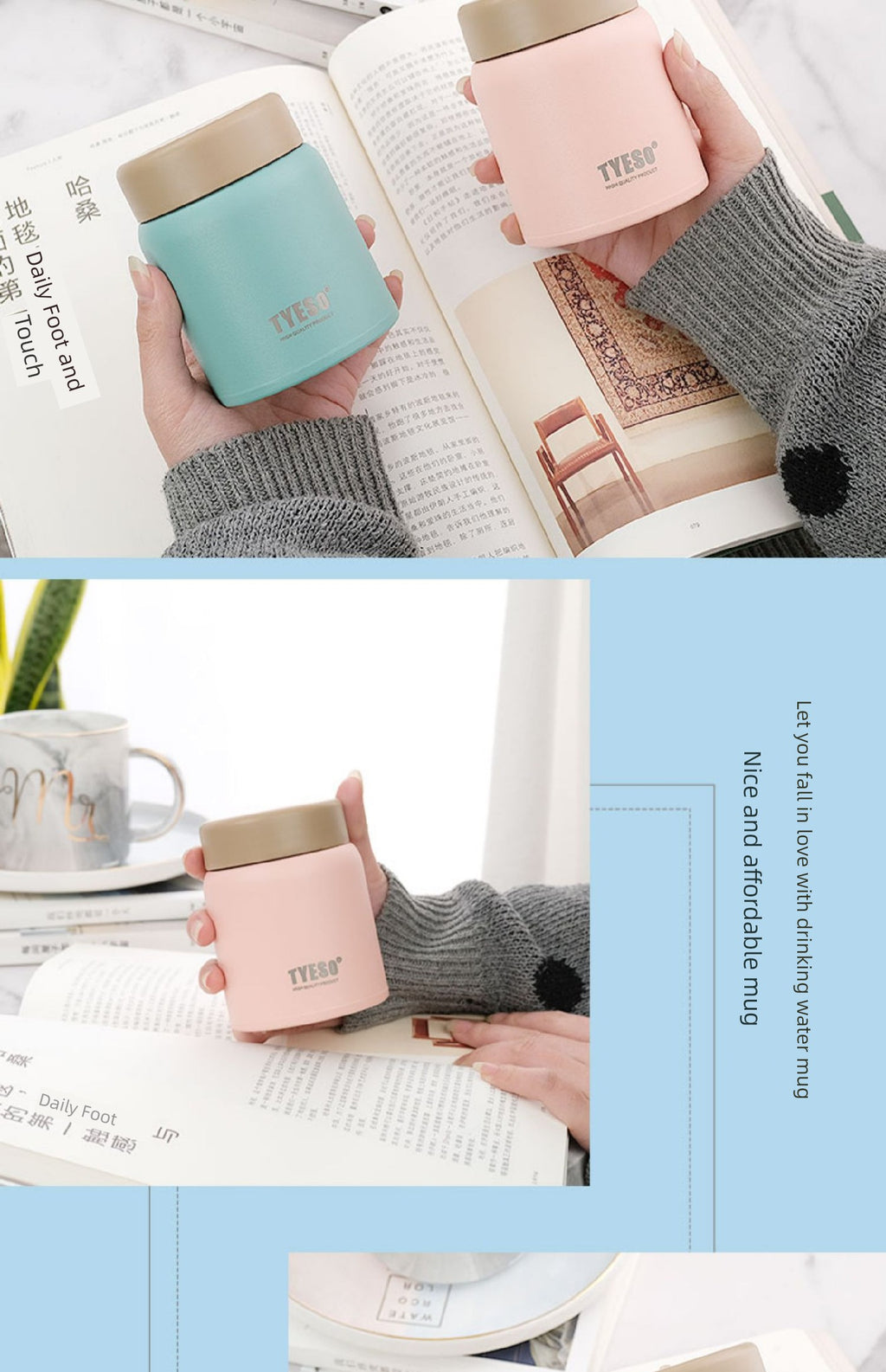 Insulated Cup for Women, Portable, Small Wide-Mouth, Large Diameter, Short and Chubby Style, Compact Stainless Steel Water Bottle, Cute Big Belly Cup